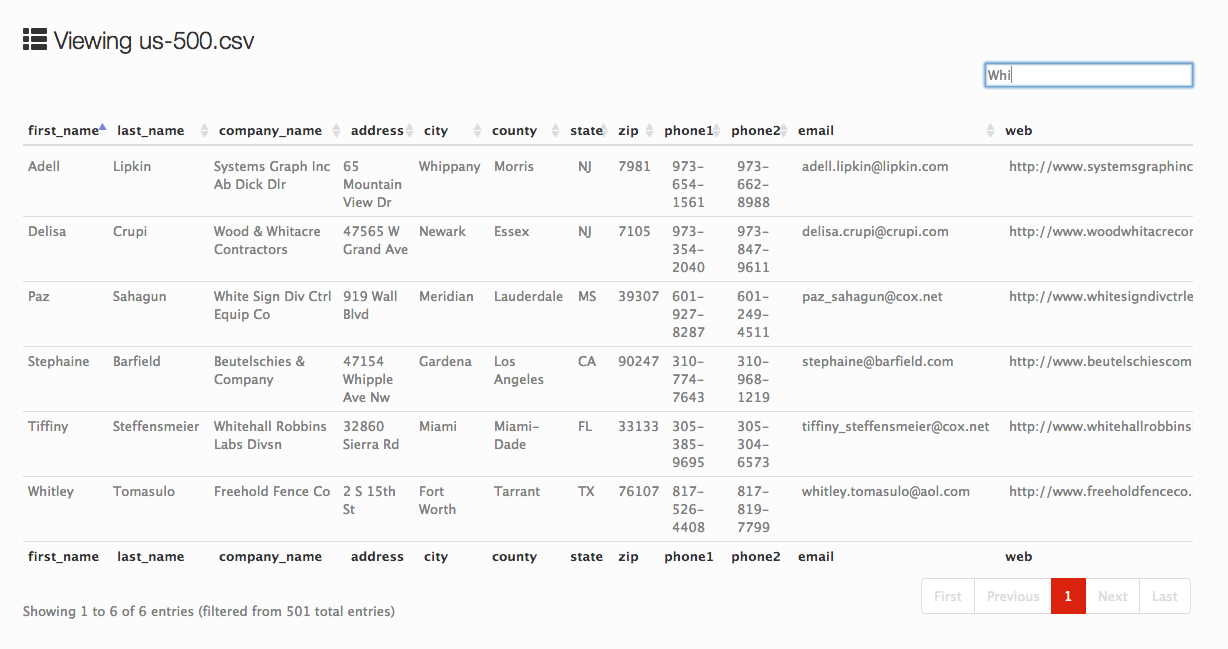 Supports Excel AutoFilter like searching.
